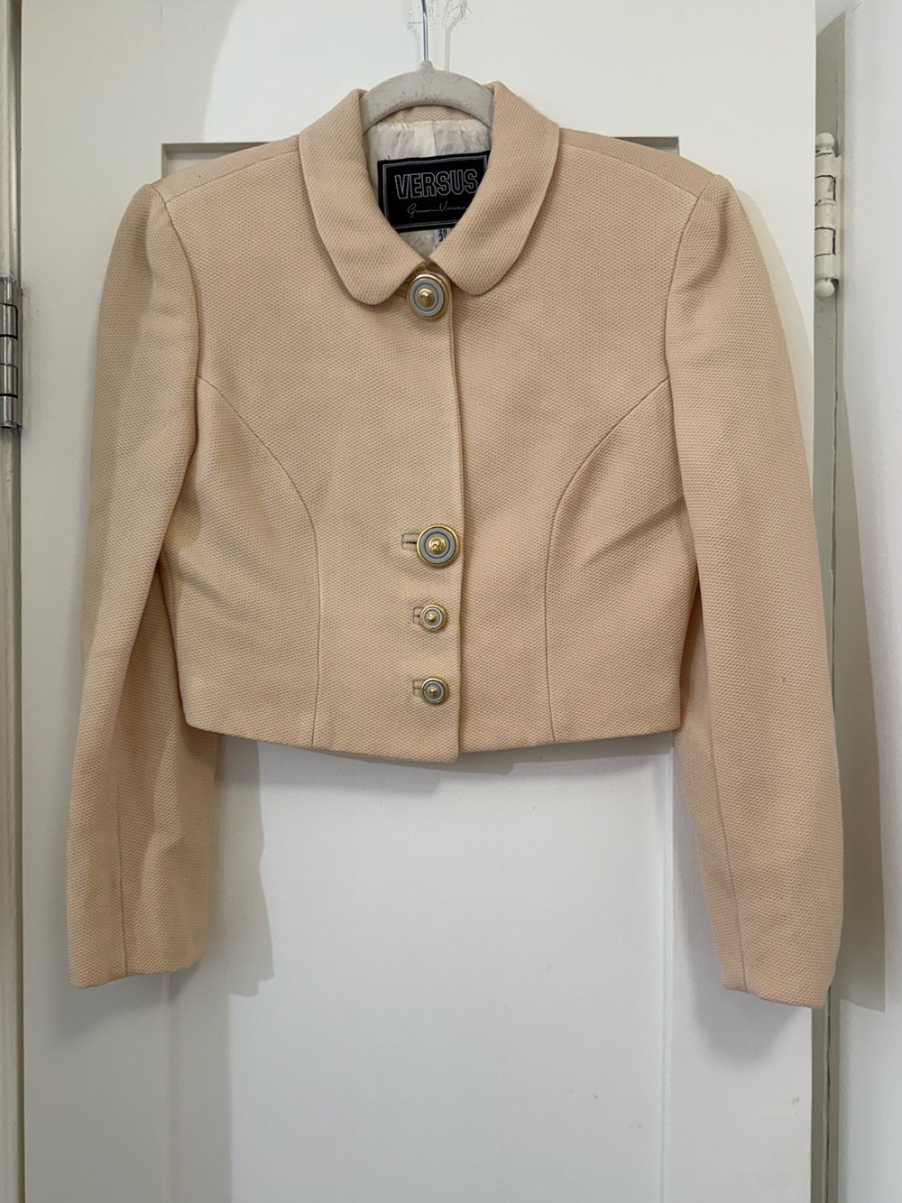 Vintage Versace Cropped Cream Button Blazer